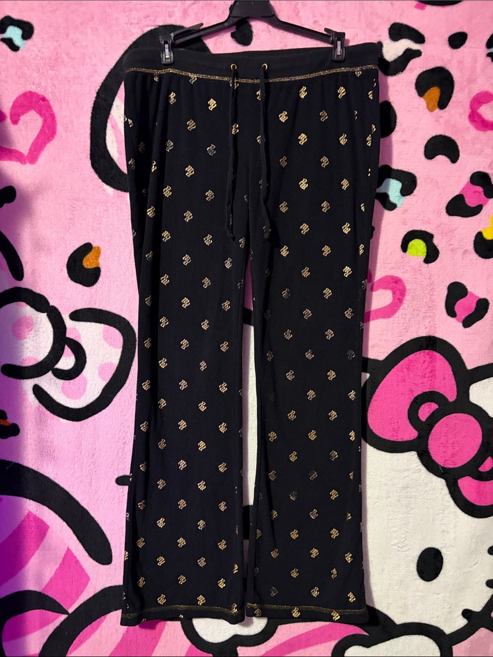 Black Lounge Pants with Gold Accent
